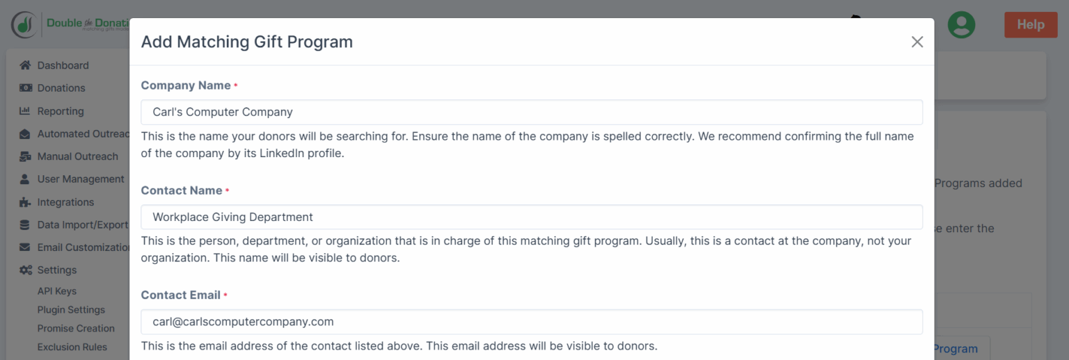 Adding Corporate Programs to our Workplace Giving Database