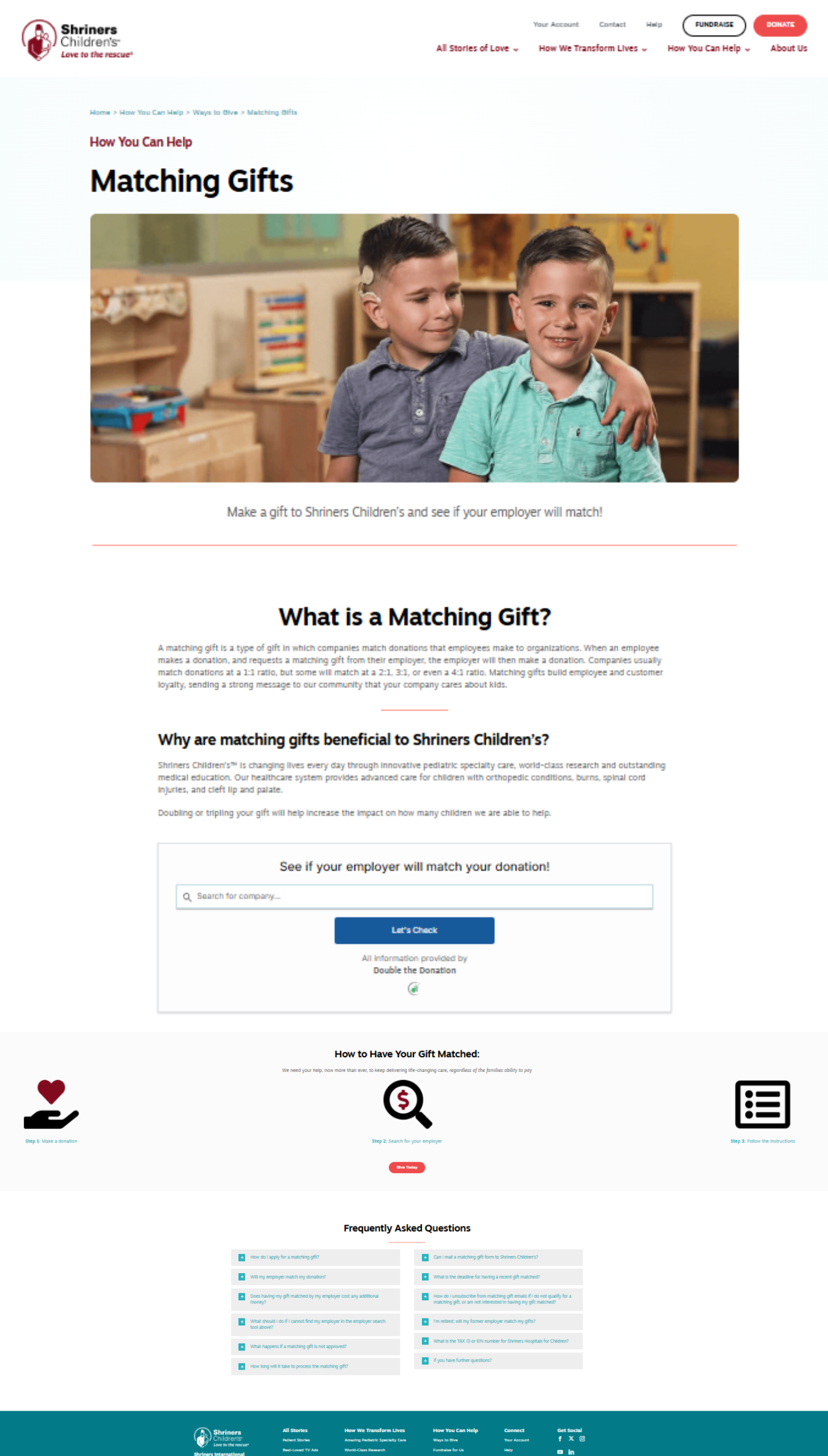 One of the best matching gift web pages is from Shriners.