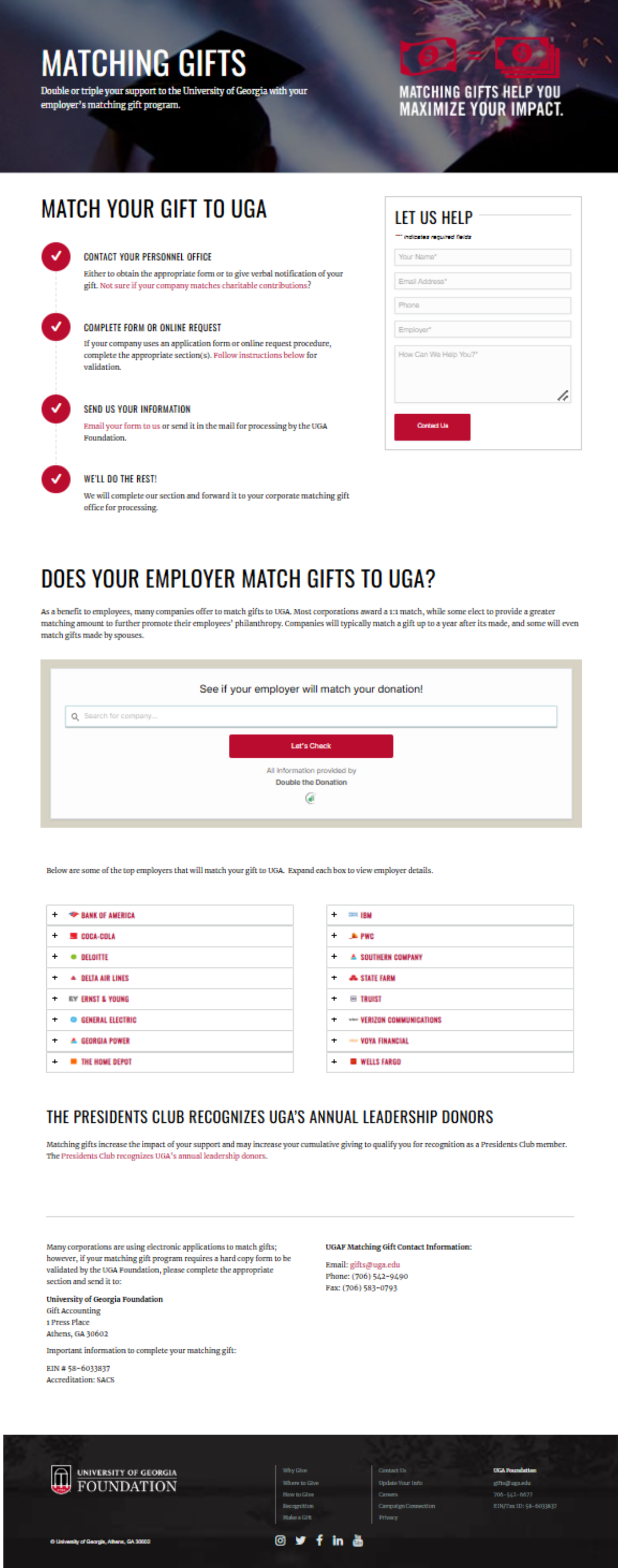 One of the best matching gift web pages is from UGA.