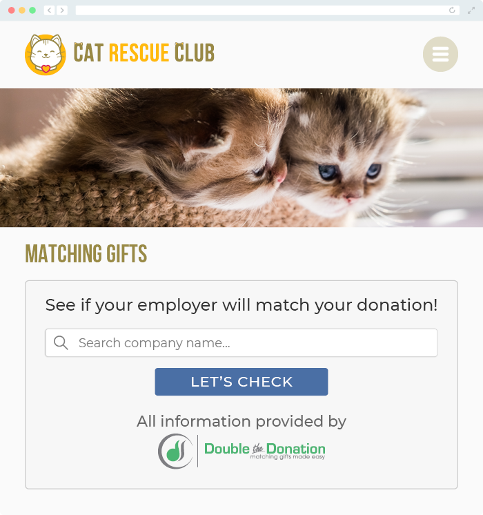 Matching Gift Web Pages example