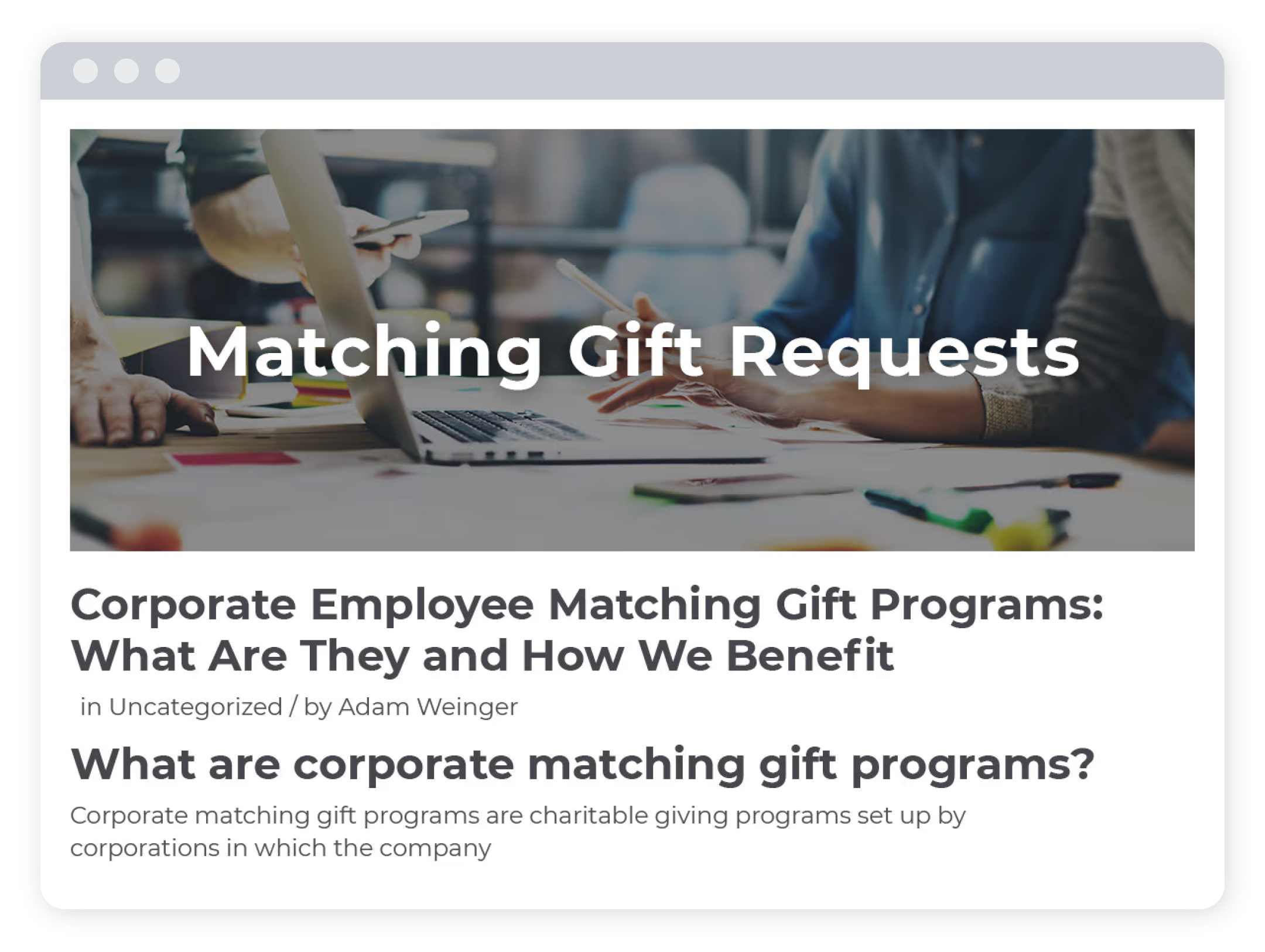 Marketing matching gifts on your website with blog articles.