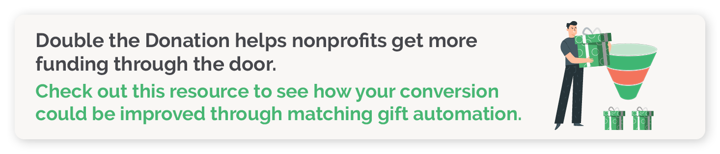 Click graphic to access Double the Donation's matching gift conversion funnel