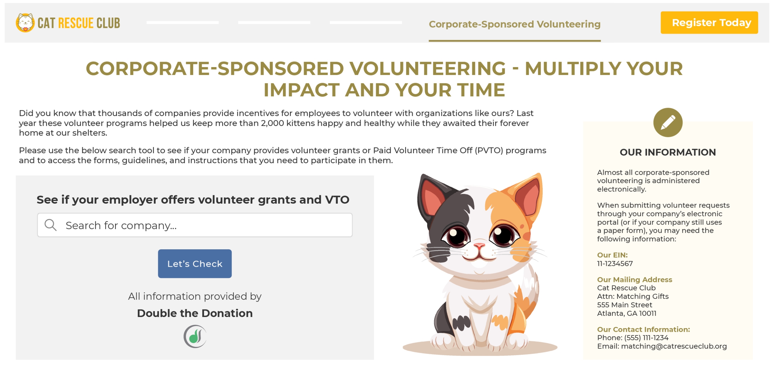 Promoting volunteer incentives on your website with a dedicated landing page