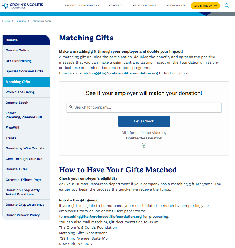 Part of Crohns & Colitis Foundation's matching gift journey