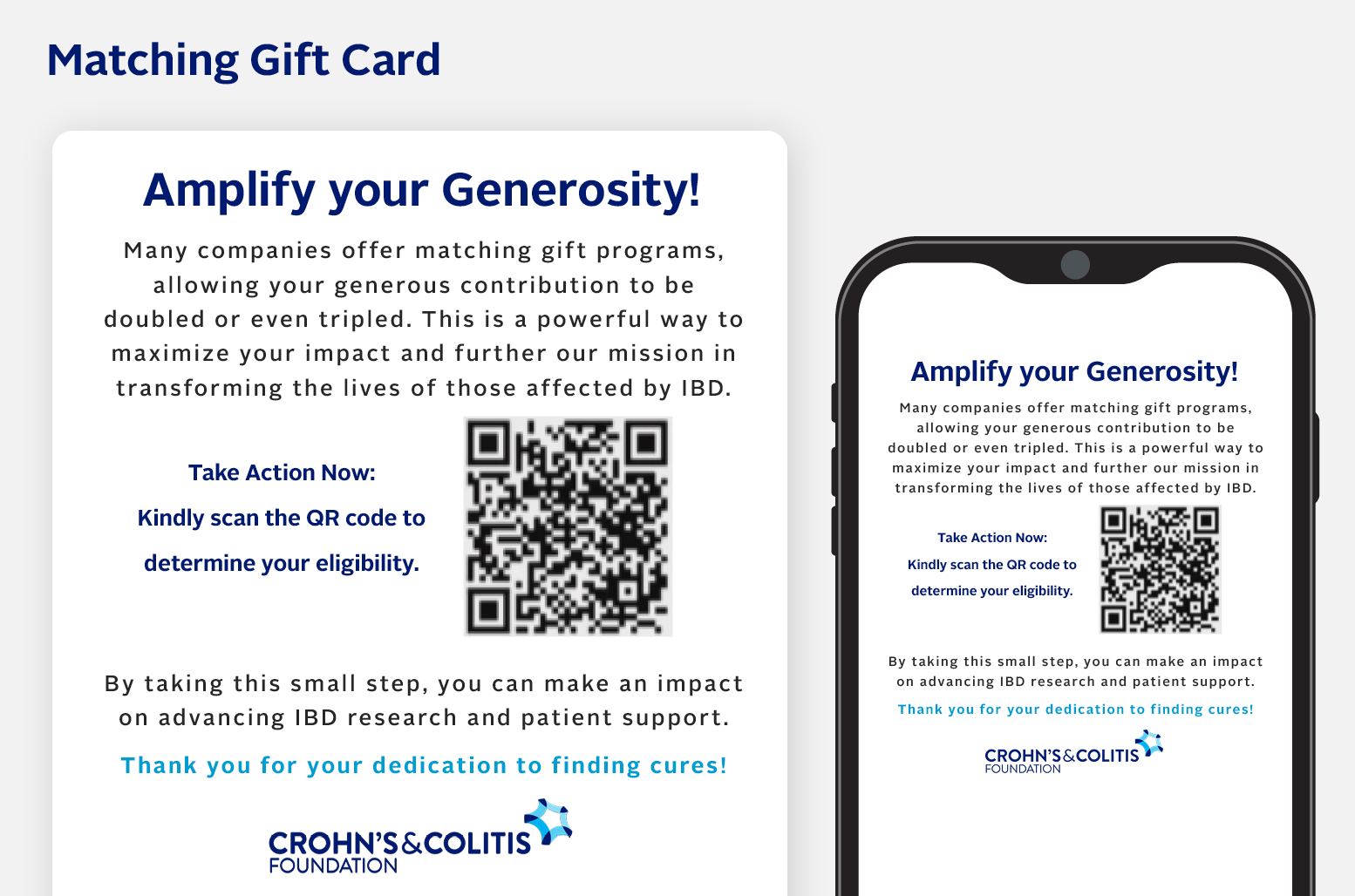 Example from Crohn's & Colitis Foundation's matching gift journey