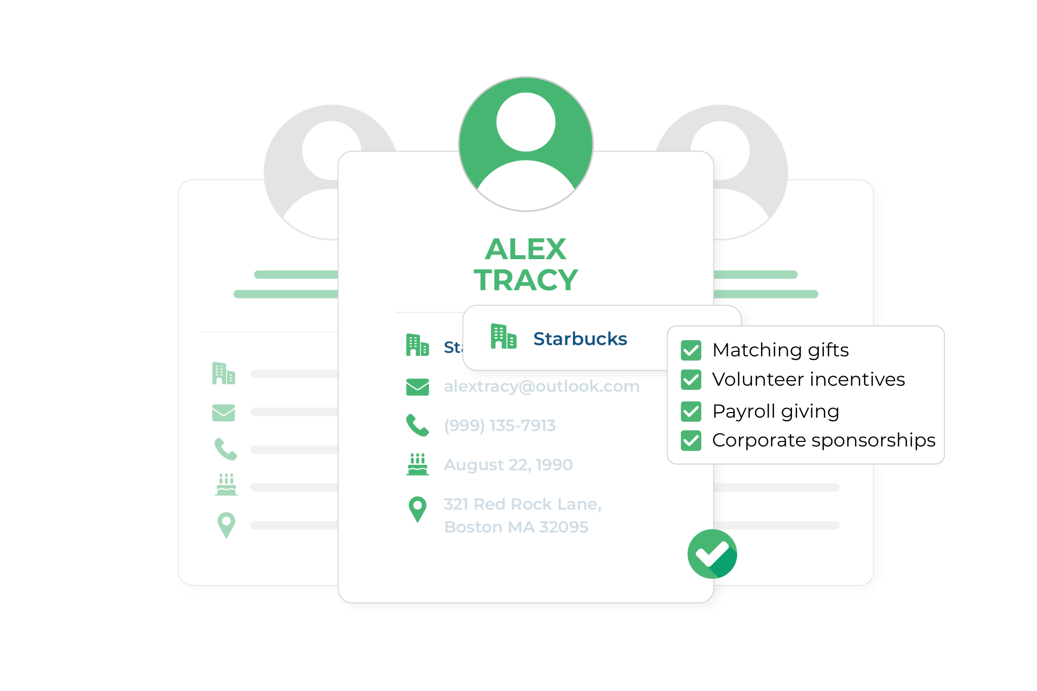What your employer appends might be missing is workplace giving eligibility information, like this