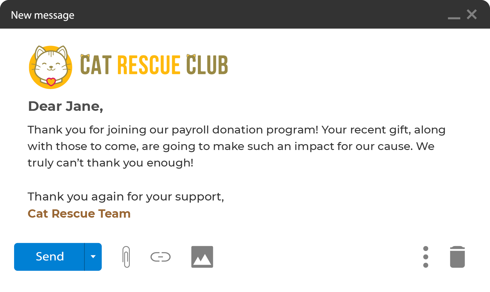 Example of reaching out to payroll giving donors