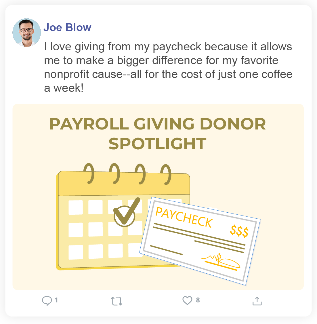 Example of reaching out to payroll giving donors