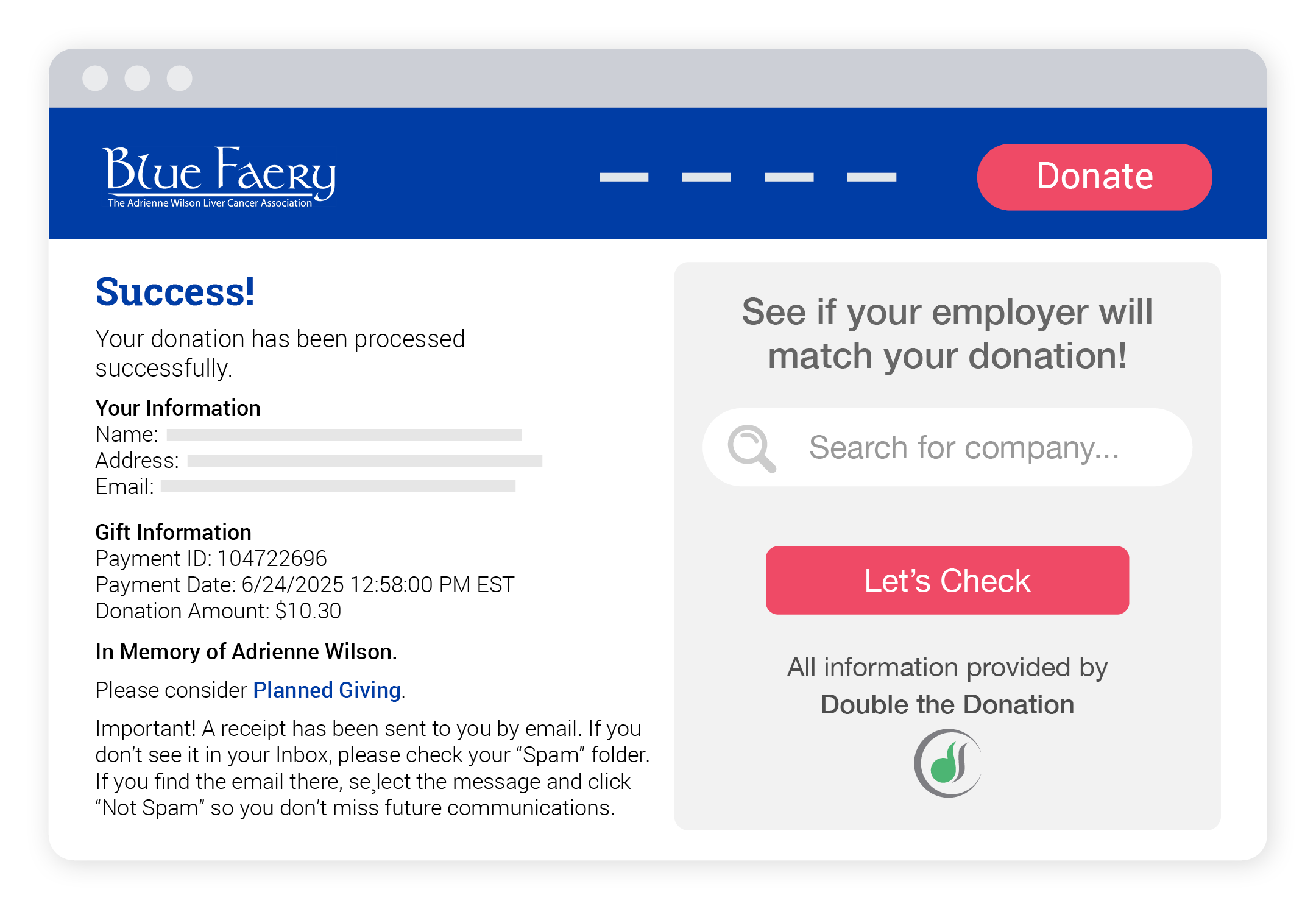 Market workplace giving on your nonprofit website like this example