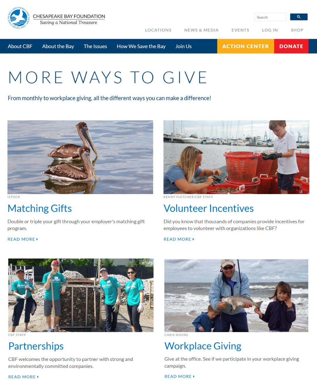 Market workplace giving on your nonprofit website like this example