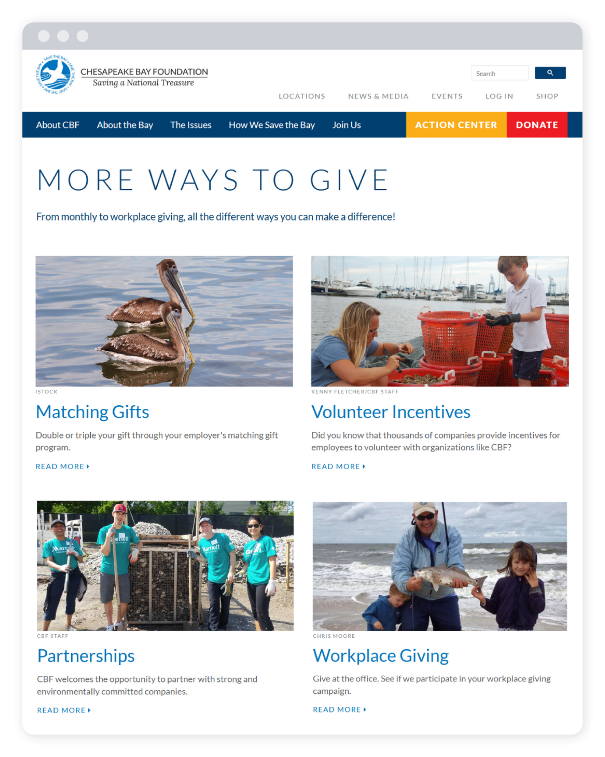 Market workplace giving on your nonprofit website like this example