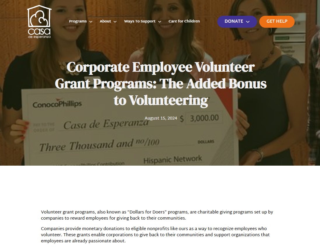 How Casa Hope, a child welfare organization, grew volunteer grant revenue with their online marketing