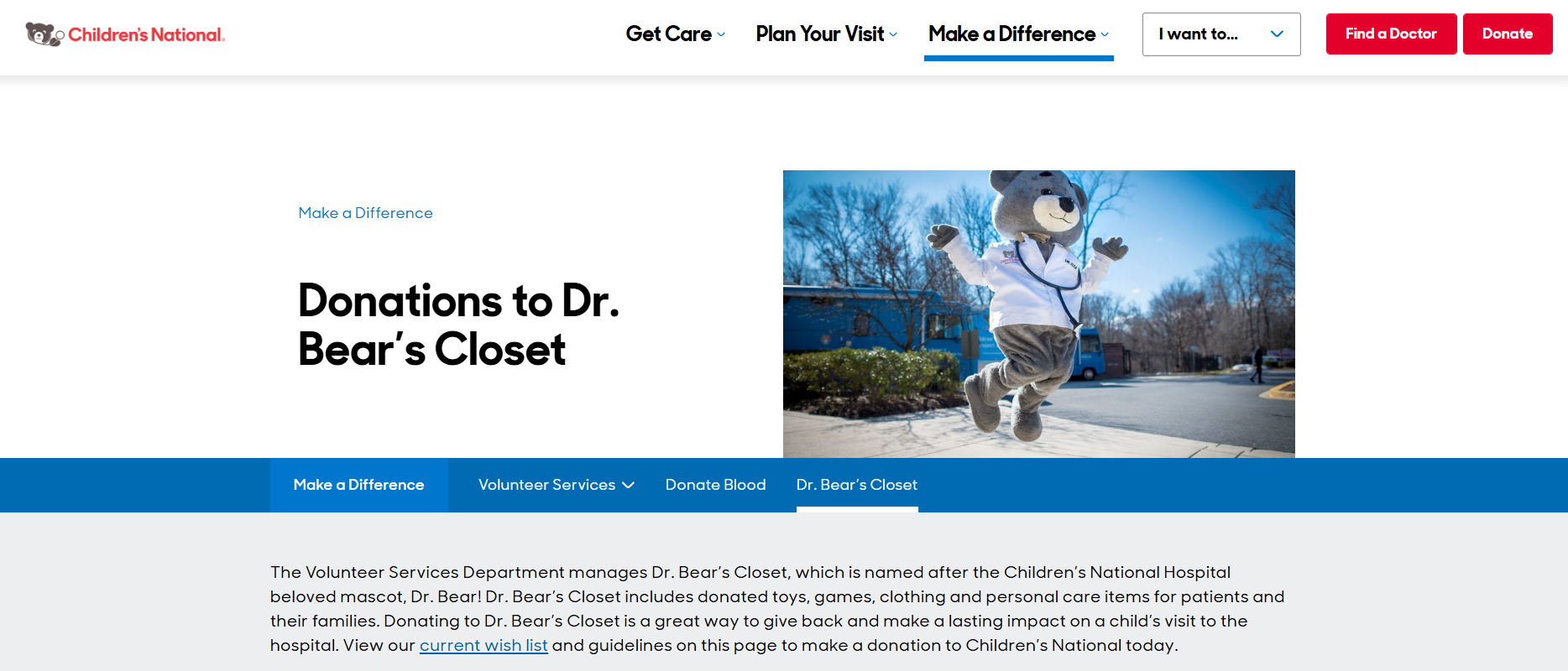 How Children's National secures in-kind donations online