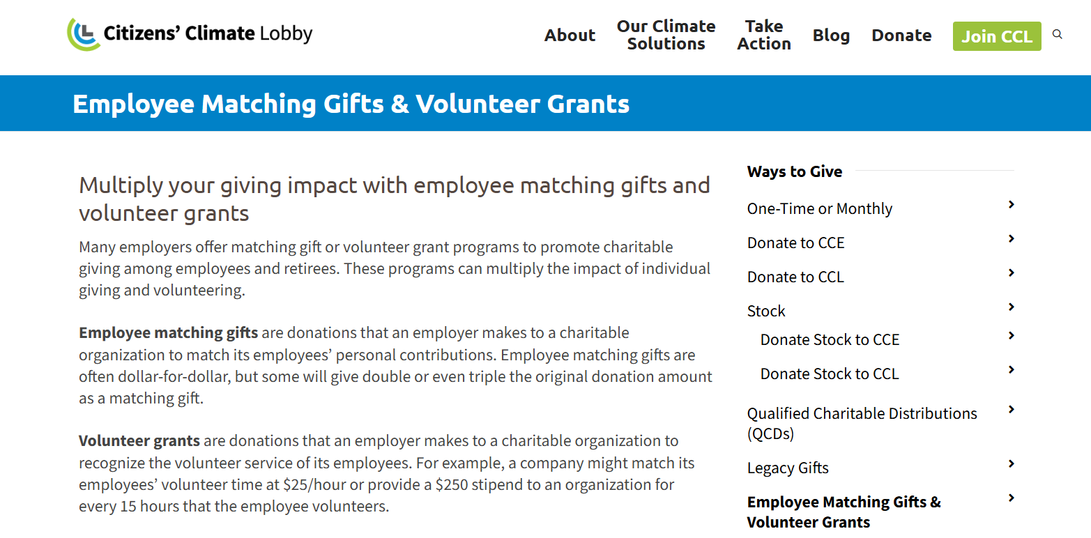 How Citizens Climate Lobby grows volunteer grant revenue online