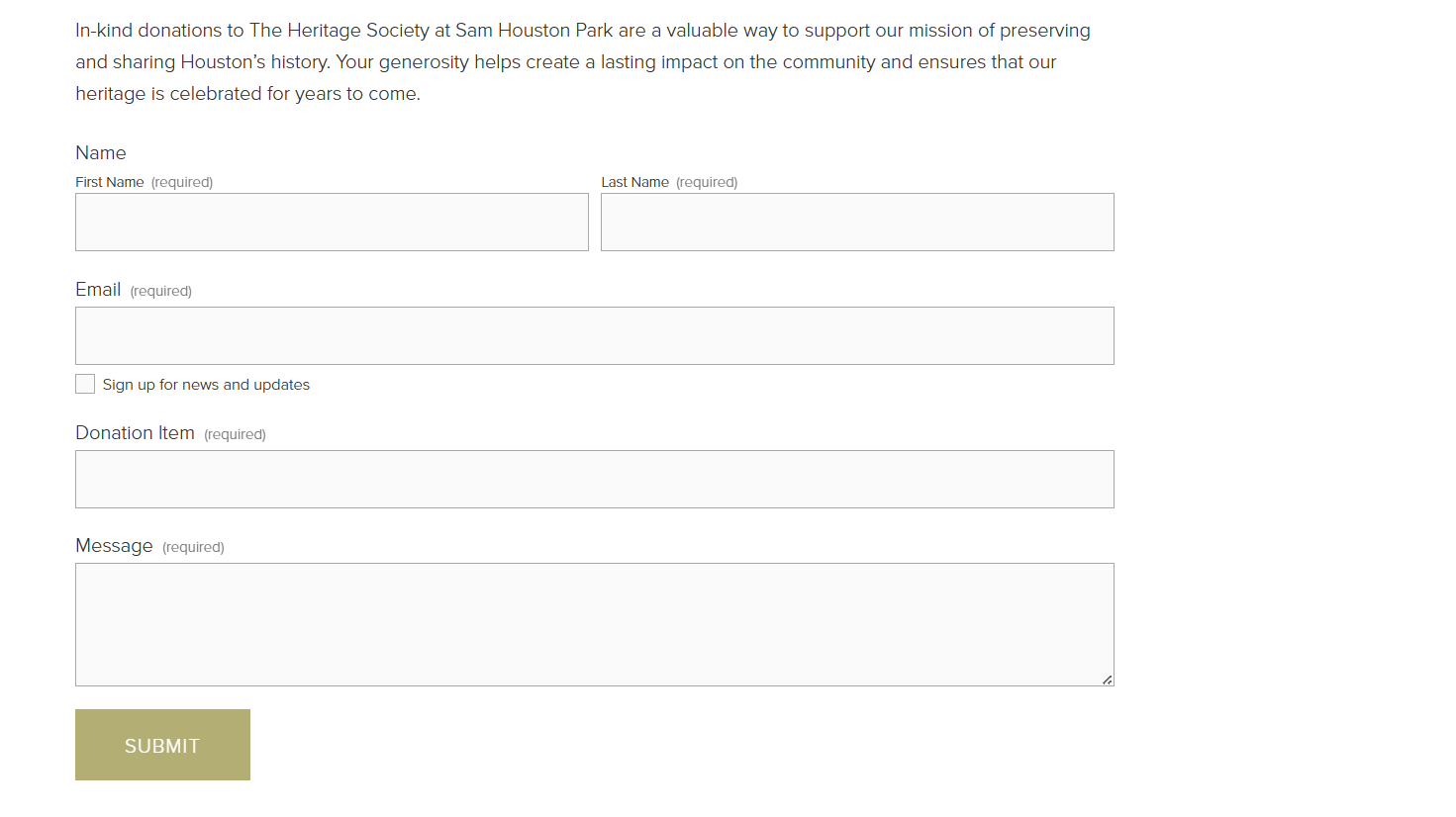 How the Heritage Society secures in-kind donations