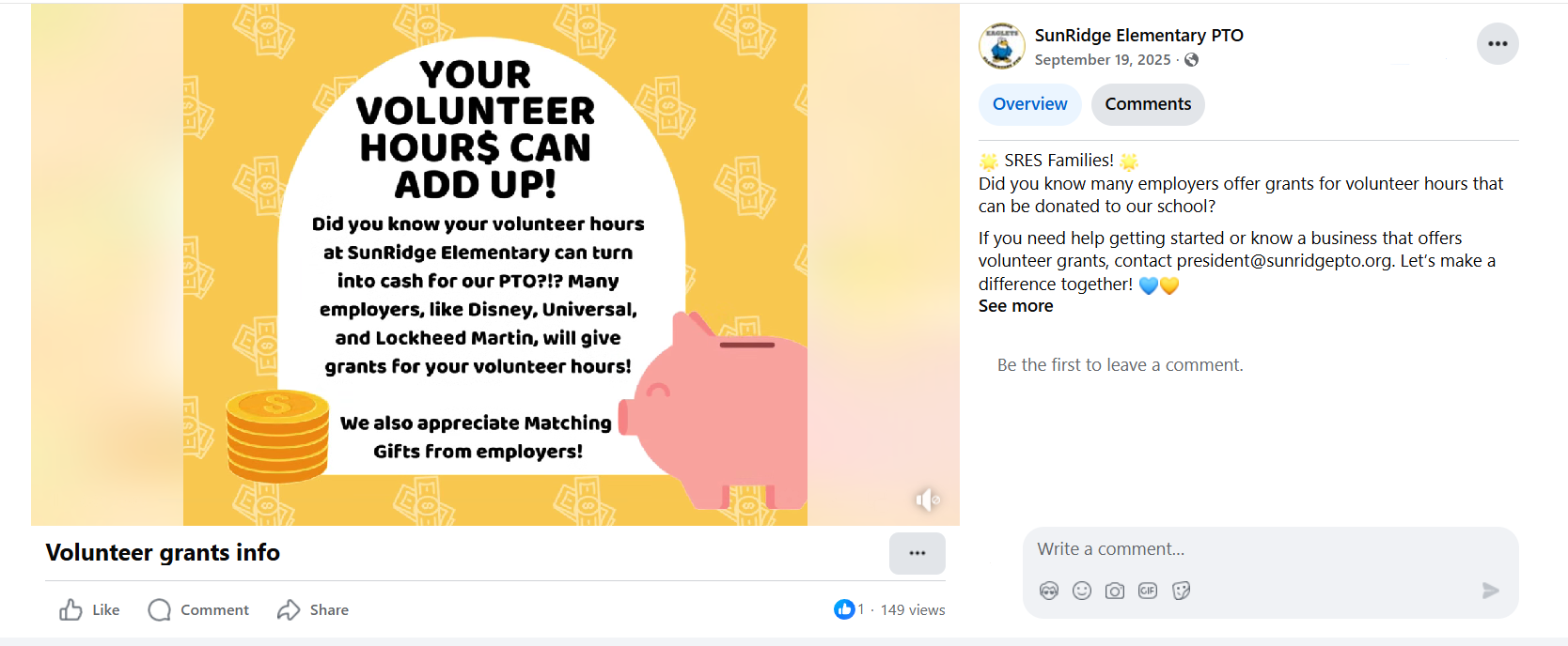 How SunRidge Elementary School grows volunteer grant revenue through social media marketing
