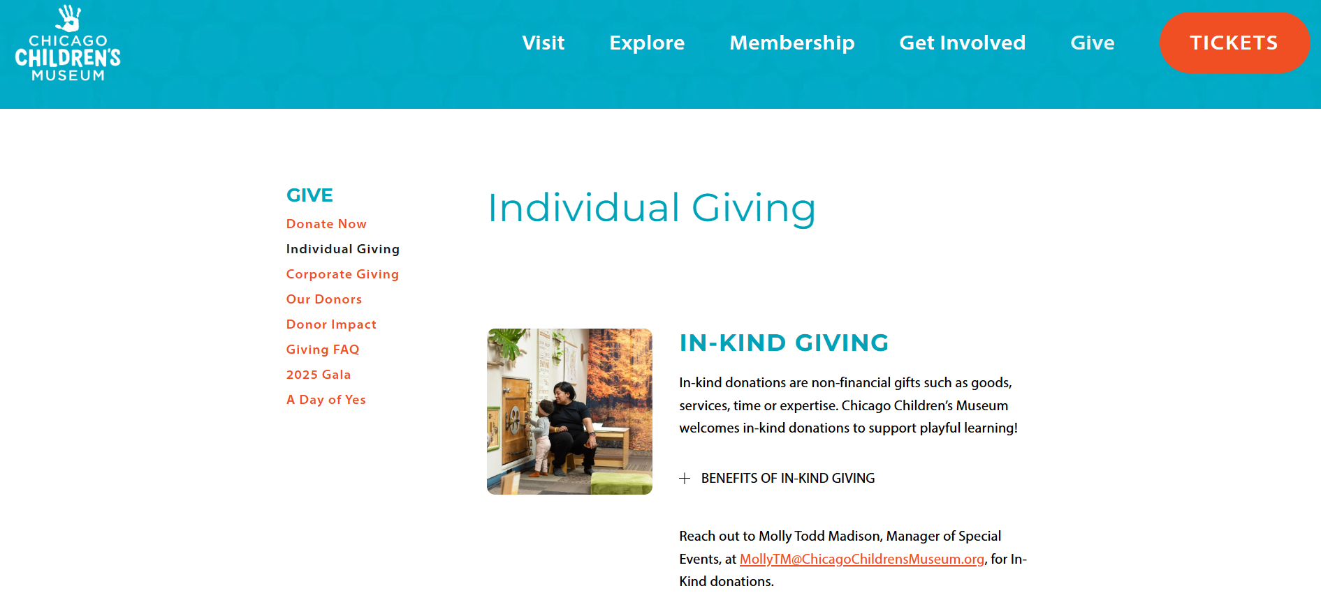 How the Chicago Children's Museum secures in-kind donations