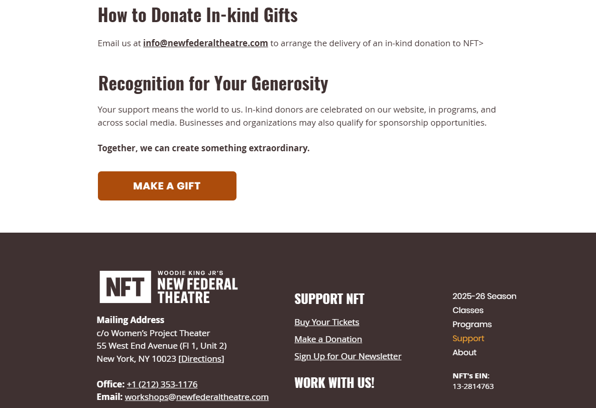 How New Federal Theatre secures in-kind donations