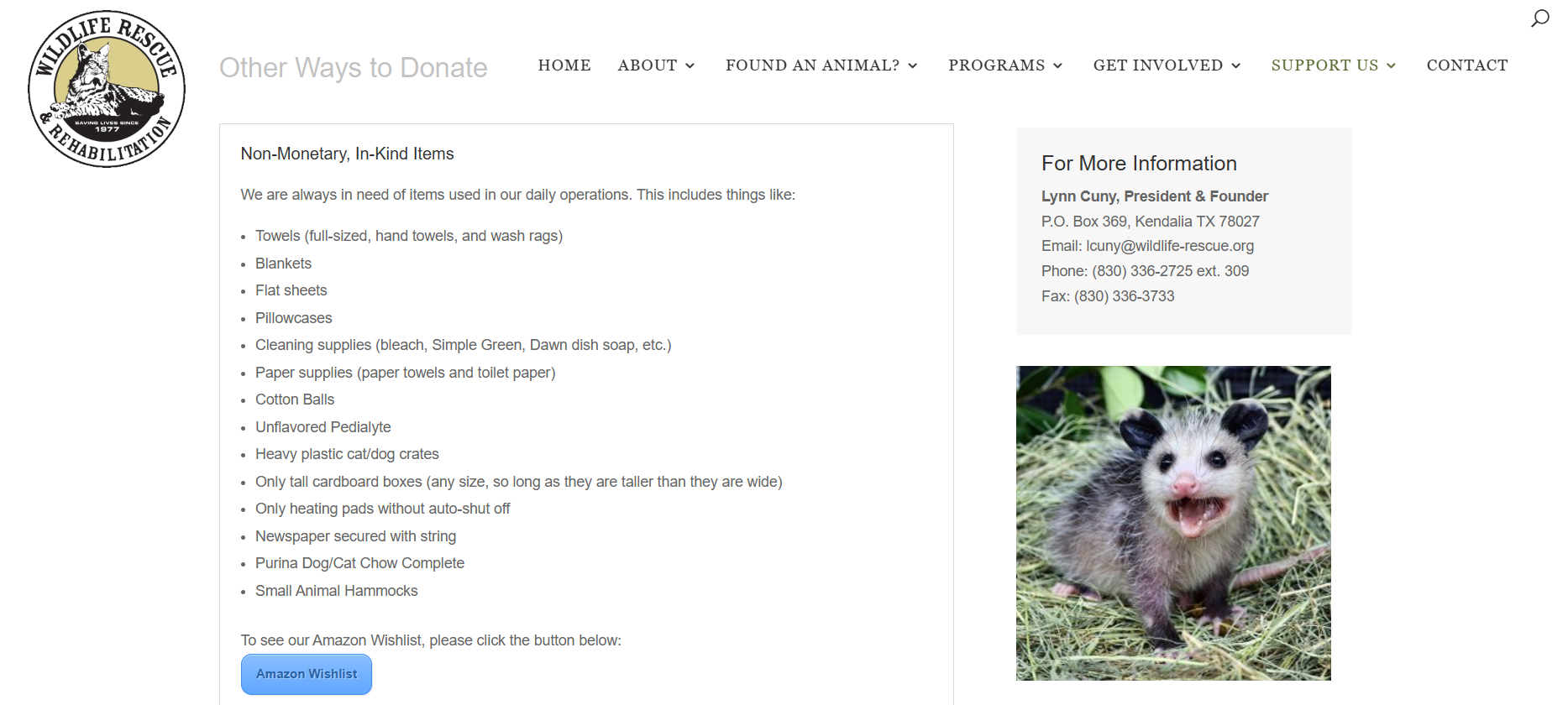 How Wildlife Rescue & Rehabilitation secures in-kind donations