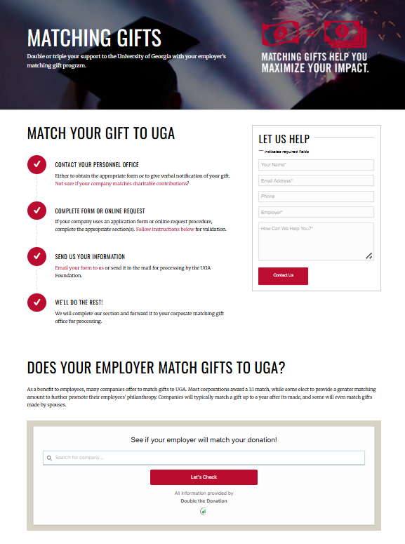 Market workplace giving on your nonprofit website like this example
