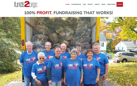 Screenshot of the Funds2Orgs homepage