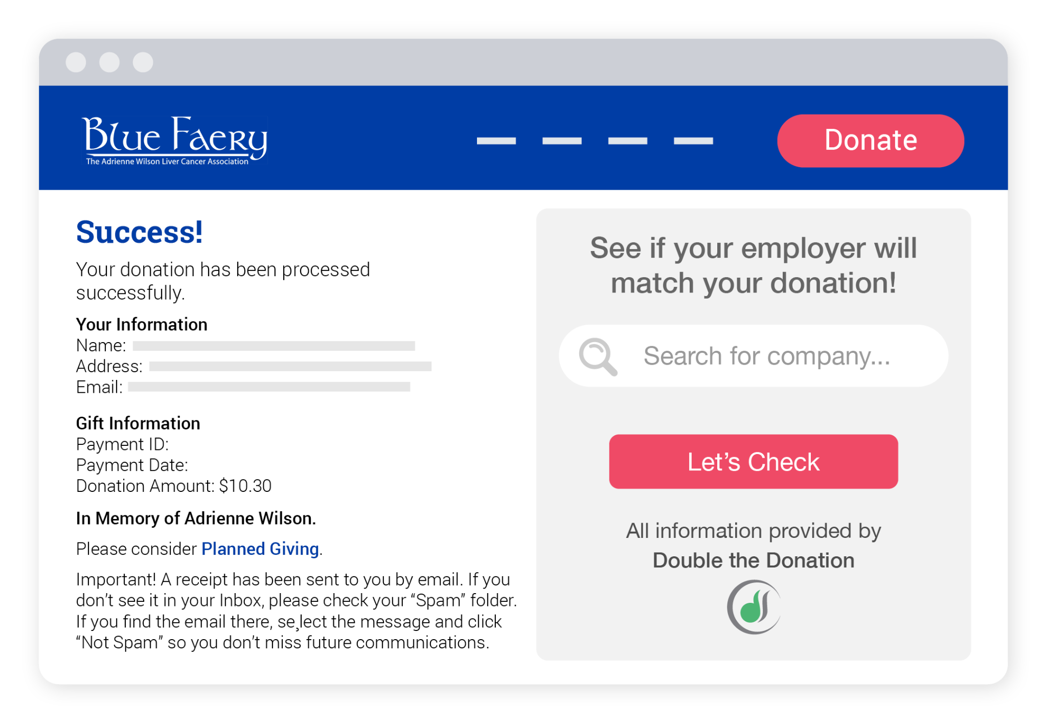 Market workplace giving on your nonprofit website like this example