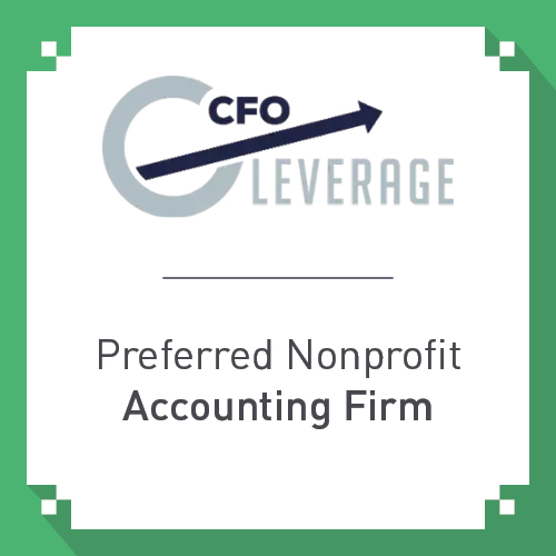 CFO Leverage’s logo and the words “Preferred Nonprofit Accounting Firm.”