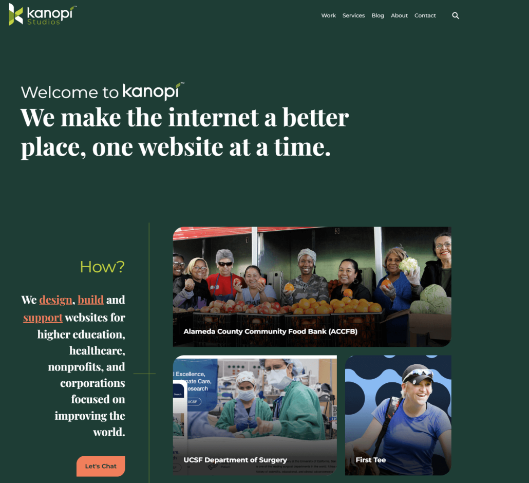 Kanopi Studios' website homepage