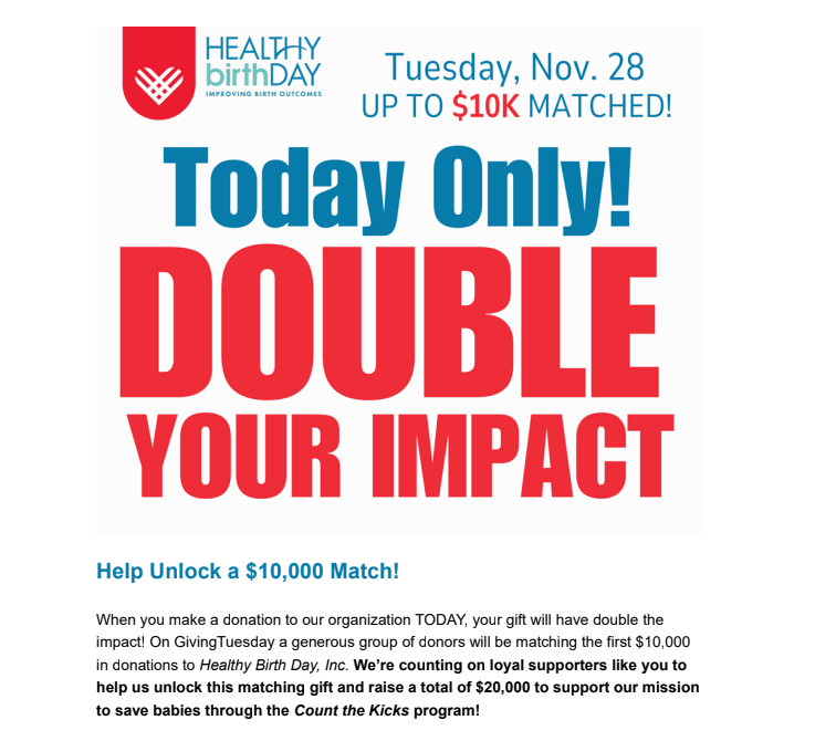 Healthy Birthday is an example of a challenge match success story.