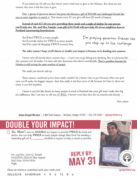 UGM is an example of a challenge match success story.