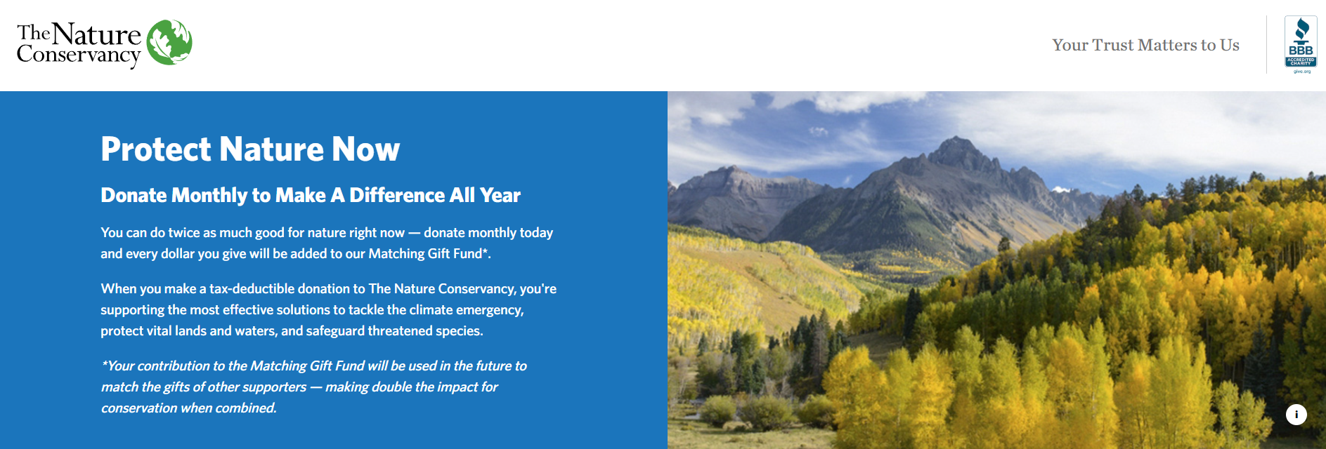 Fundraising matches example: nature conservancy