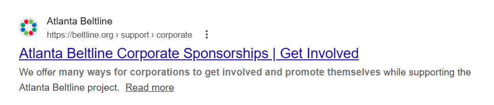 Corporate Sponsorships Web Pages Localized SEO
