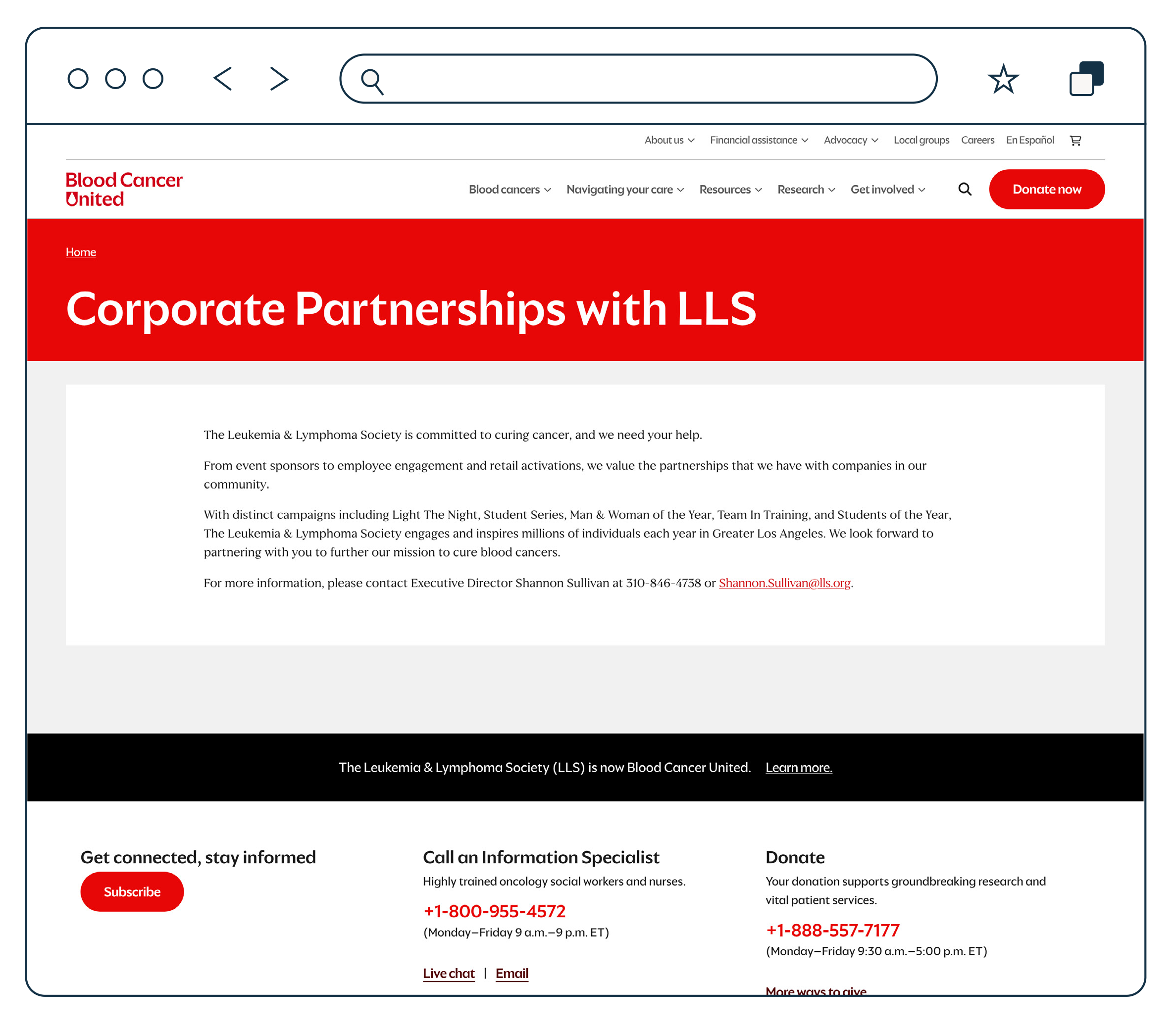 Sponsorship web page example