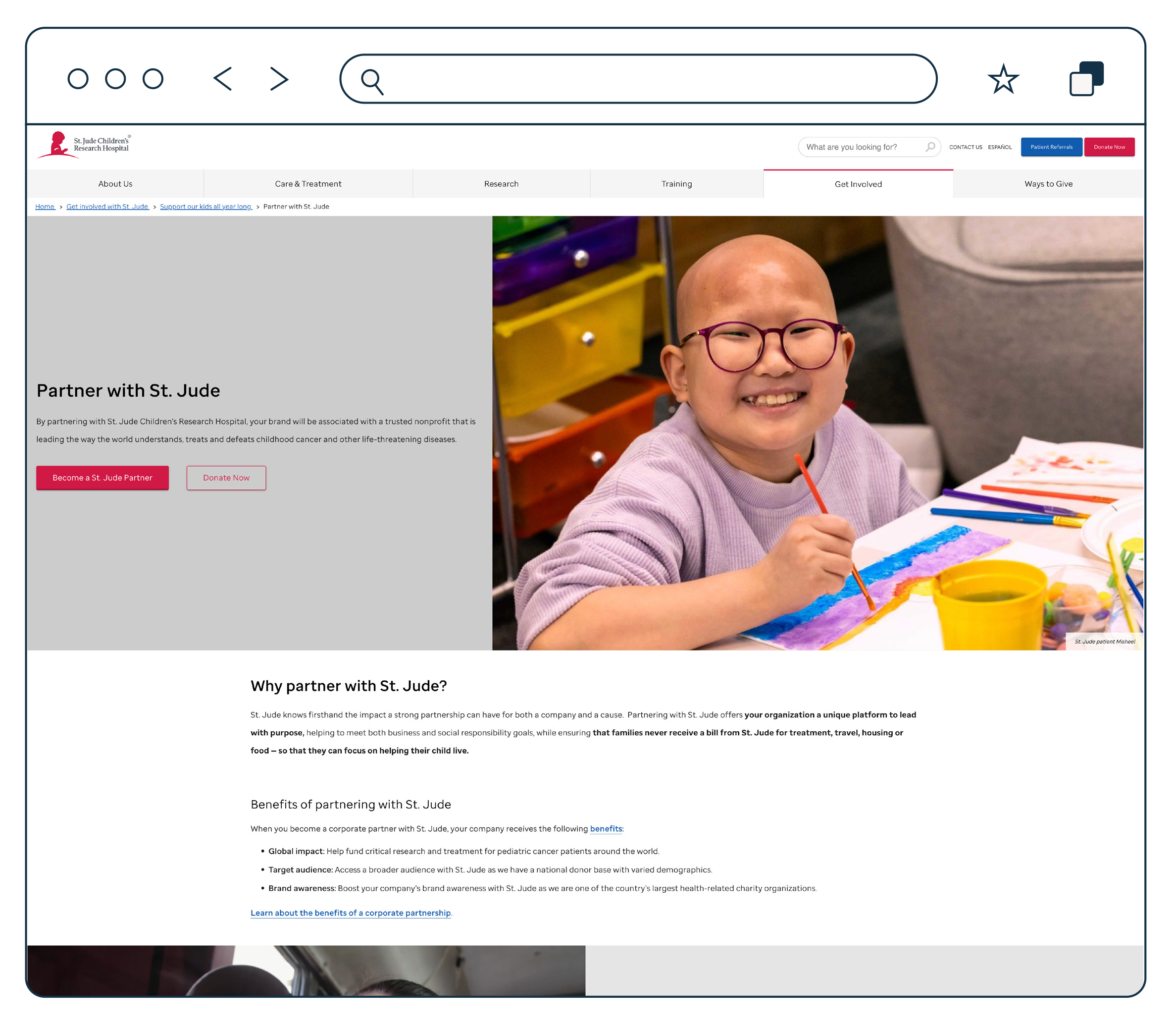 Sponsorship web page example