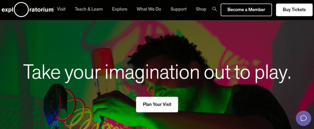 top nonprofit websites_exploratorium Homepage of the Exploratorium website, built by Kanopi Studios