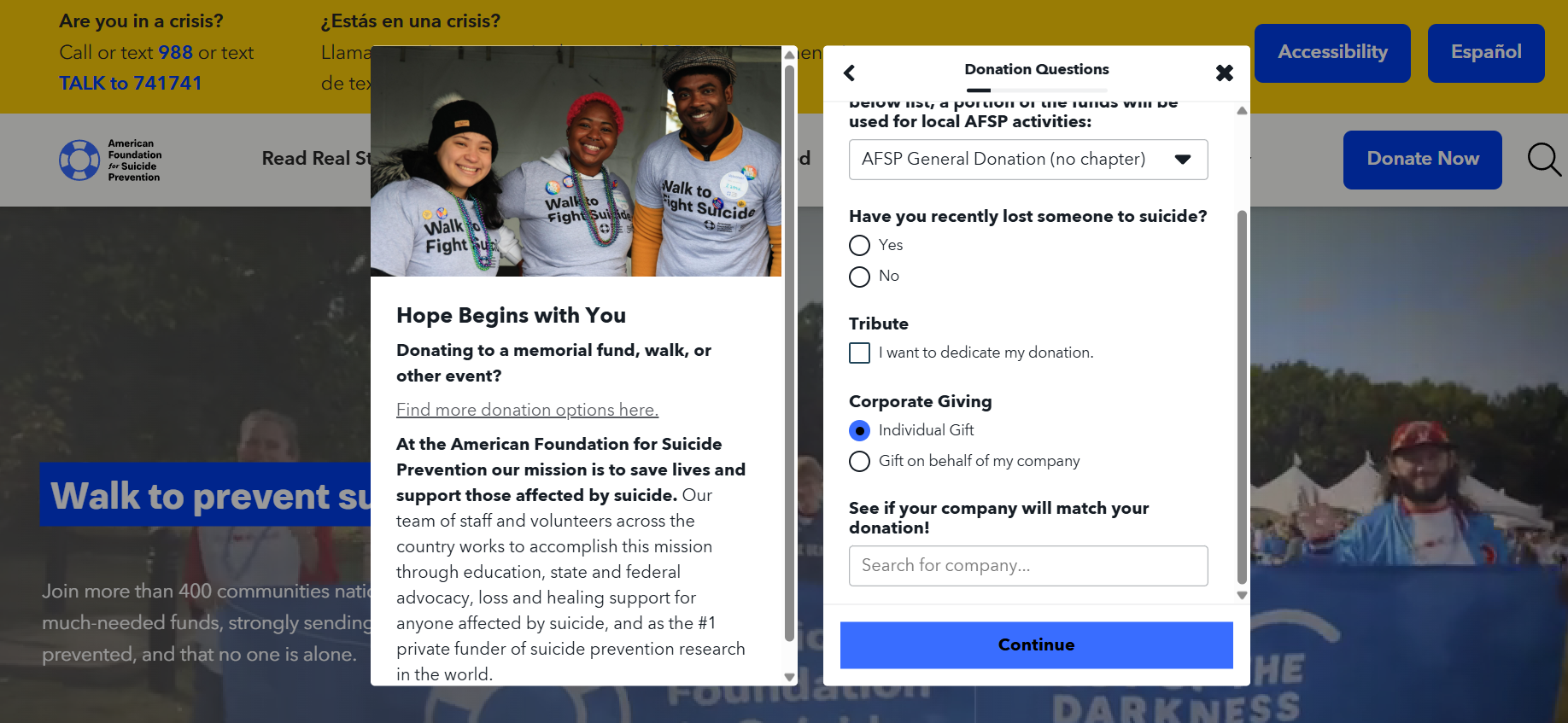 How AFSP increased incremental match revenue with its donation form