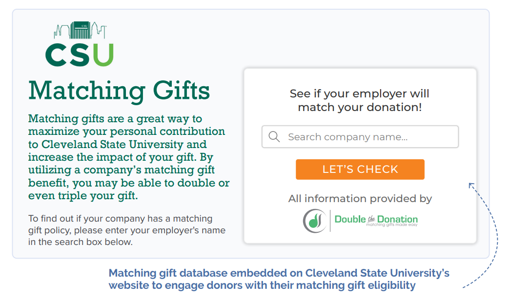 Cleveland State University drove annual matching gifts with a dedicated matching gift page