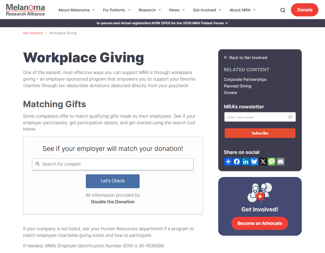 How MRA increased matching funds through its dedicated matching gift page