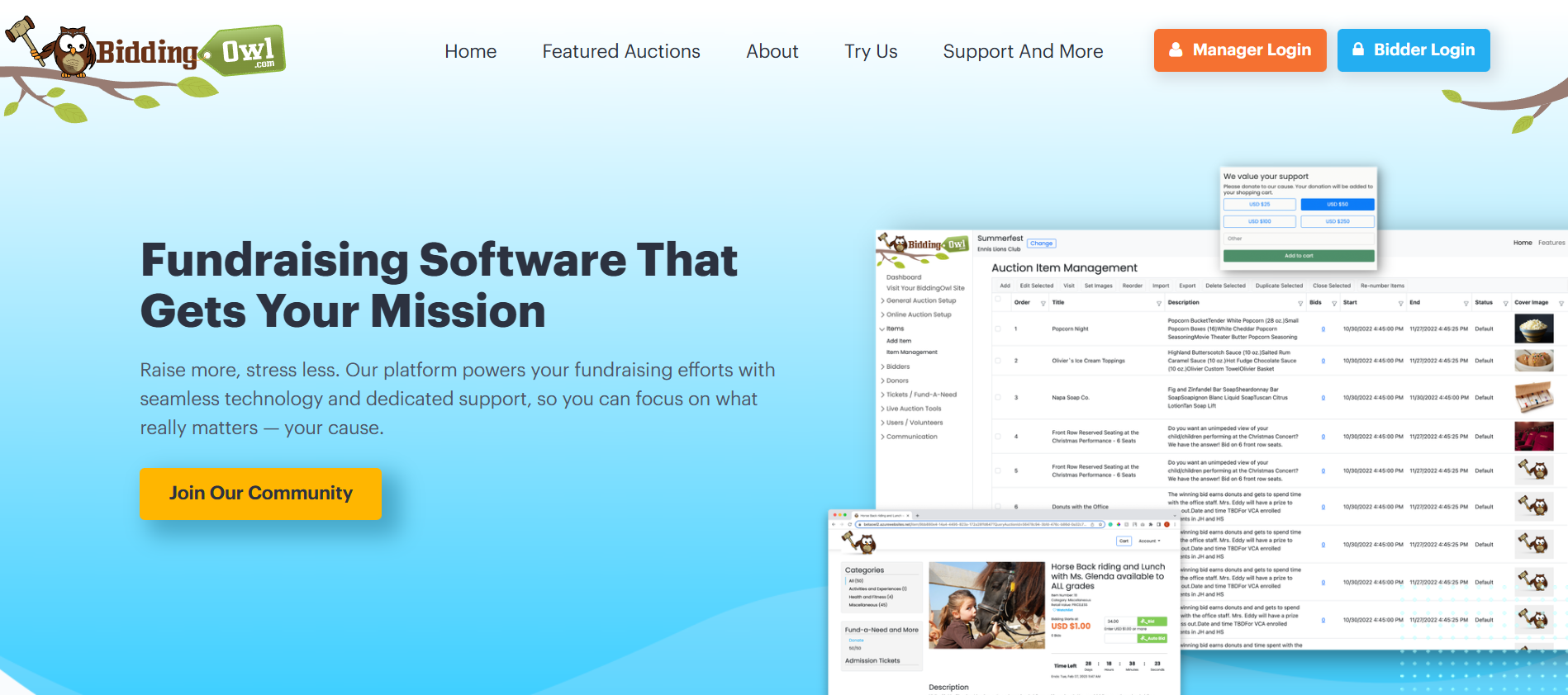 Bidding Owl offers top charity auction fundraising tools. Bidding Owl offers top charity auction fundraising tools.