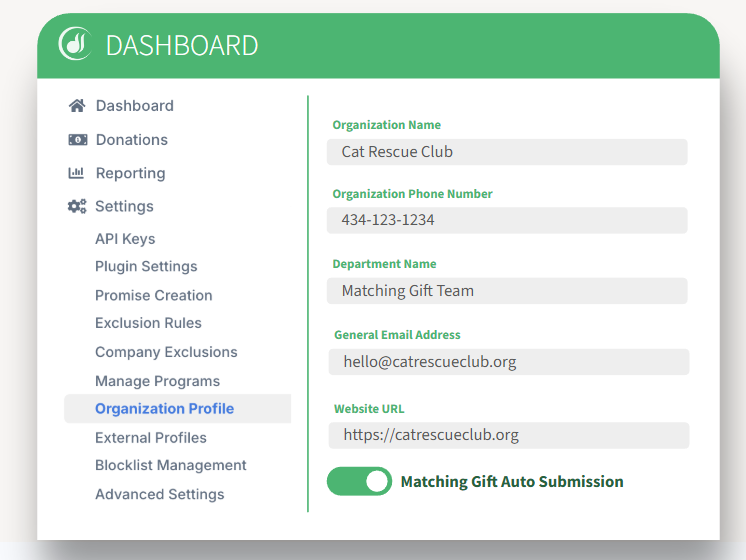 Maximize success with your Double the Donation account by completing your organization profile.
