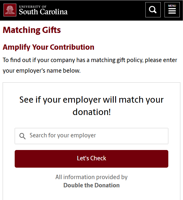 How the University of South Carolina maximizes success with their Double the Donation account for matching gifts