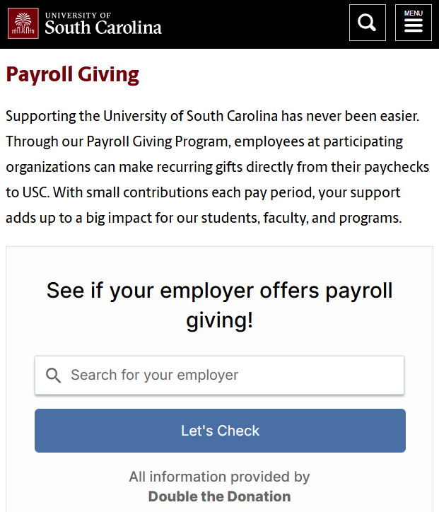 How the University of South Carolina maximizes success with their Double the Donation account for payroll giving