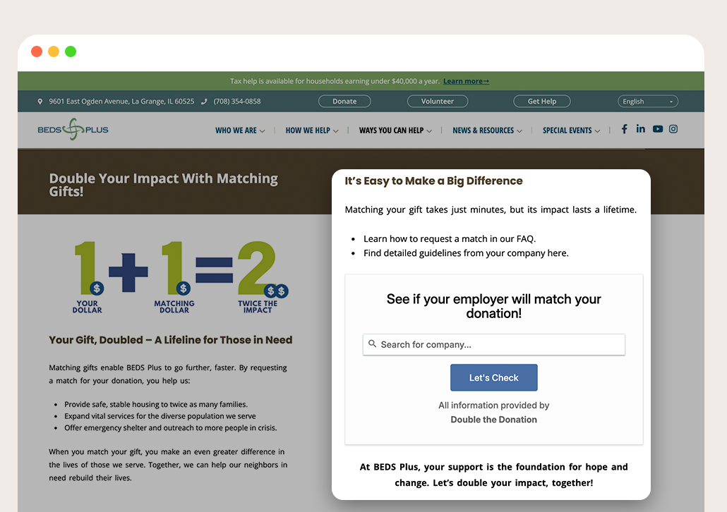 BEDS Plus Matching Gift