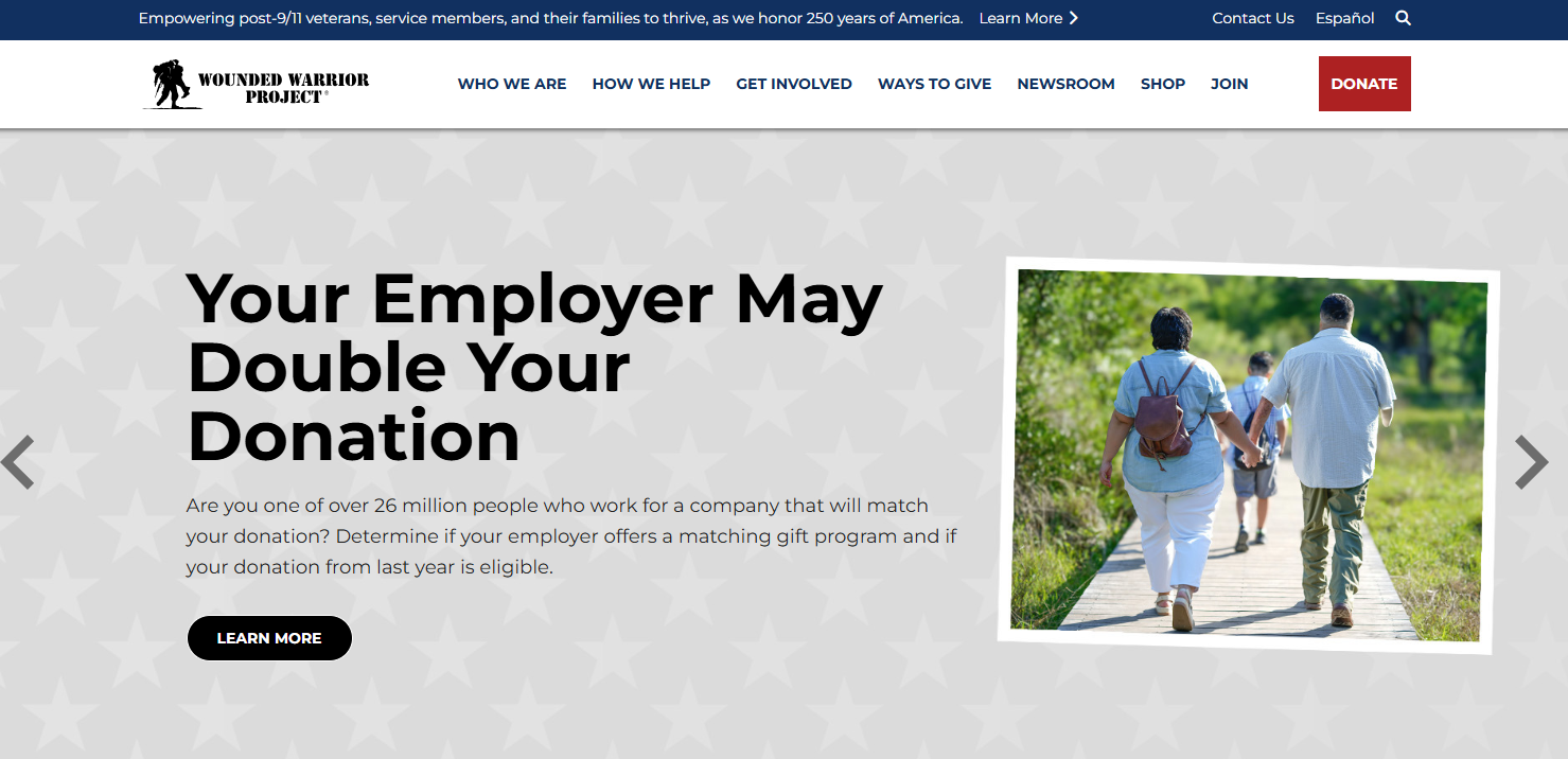 How WWP promotes workplace giving on its website