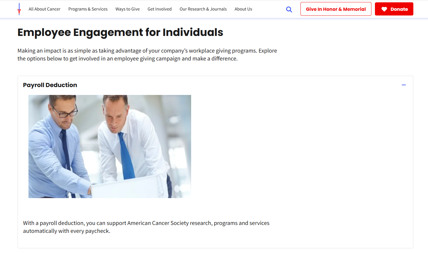 The American Cancer Society is an Atlanta-based nonprofit that is doing workplace fundraising well.