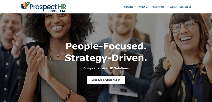 ProspectHR homepage A screenshot of ProspectHR's homepage.