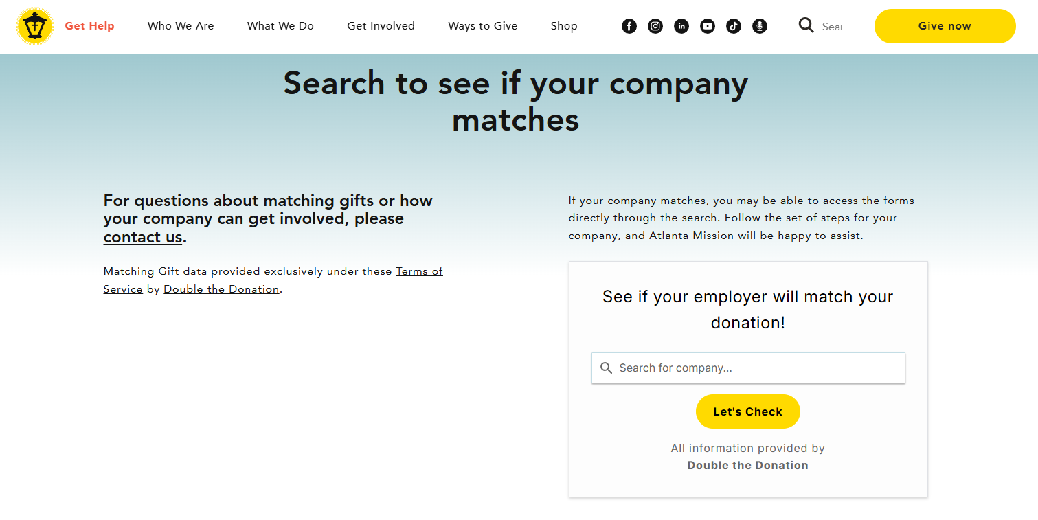 Atlanta Mission is a top Atlanta-based nonprofit with a strong workplace giving strategy.