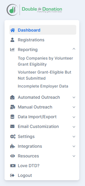 How to access Double the Donation's workplace giving reports step-by-step