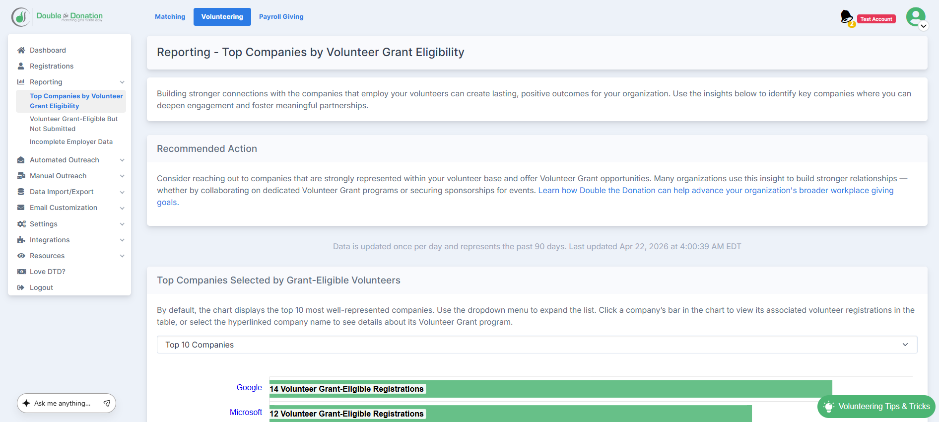 How to access Double the Donation's workplace giving reports step-by-step