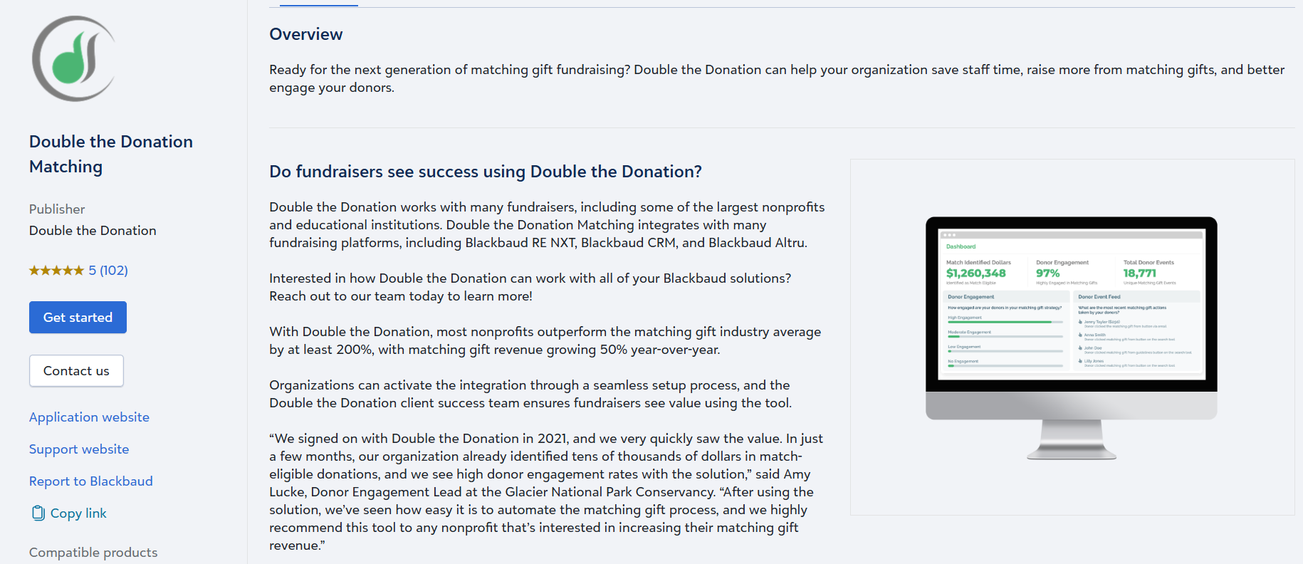 Double the Donation Matching - Blackbaud Software Marketplace Screenshot